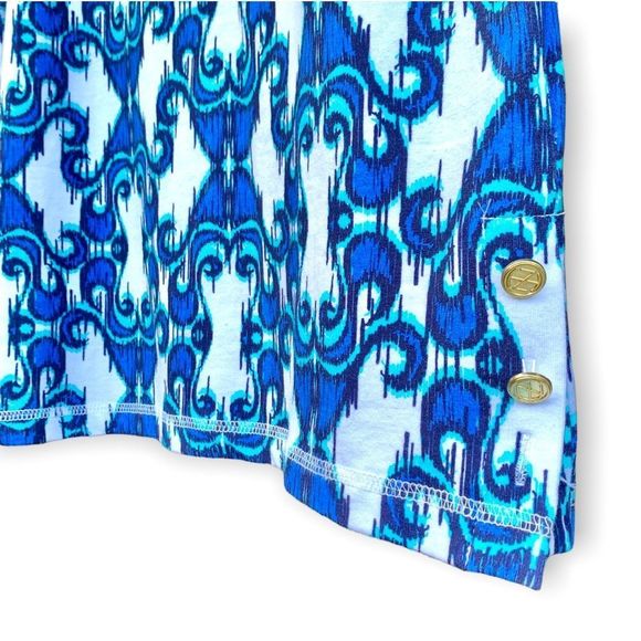 Tracy Negoshian Blue White Print Tunic Sweatshirt Size XS - Picture 2 of 7